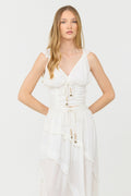 Clean White Rayon Crinkle Flutter Sleeve Top