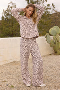 Printed Cloud Quarter Zip & Pant Set in Leopard