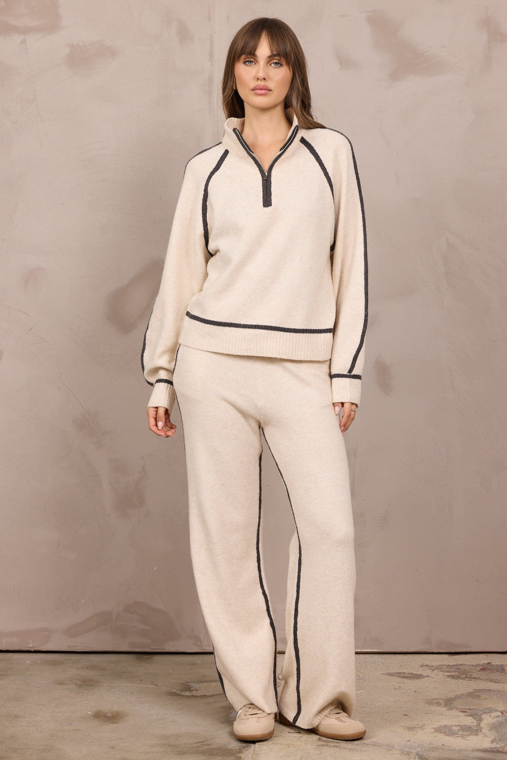 Knit Quarter Zip w/ Contrast