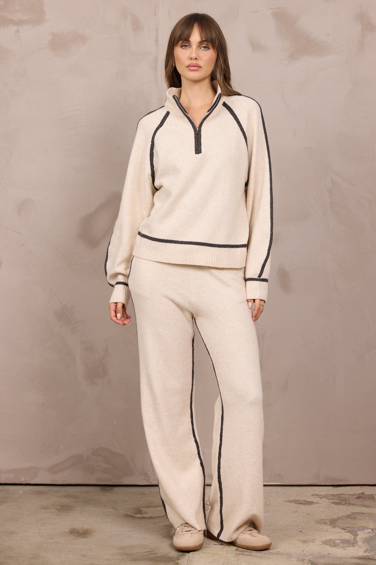 Knit Quarter Zip w/ Contrast