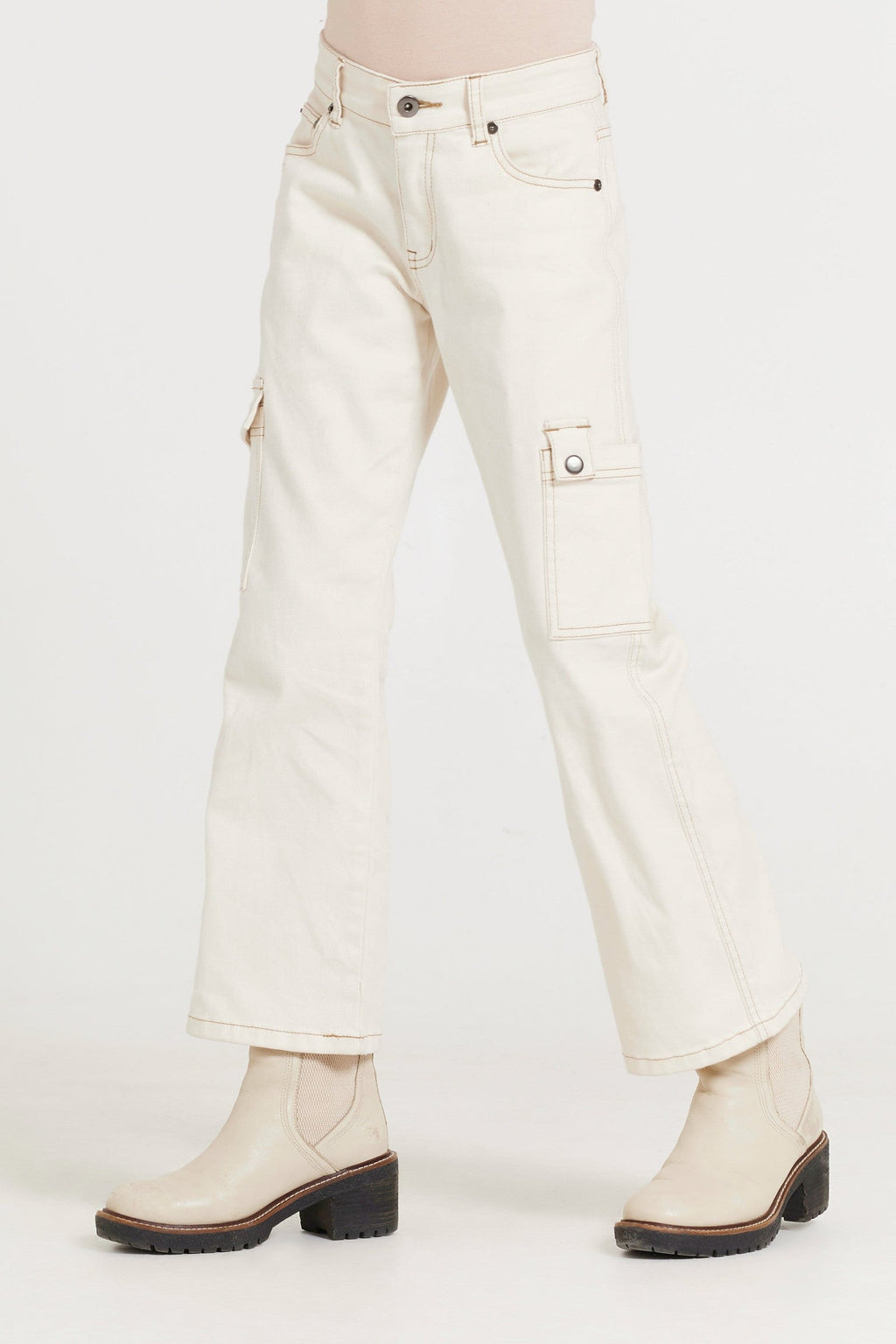 Kids Cream Cargo Jean