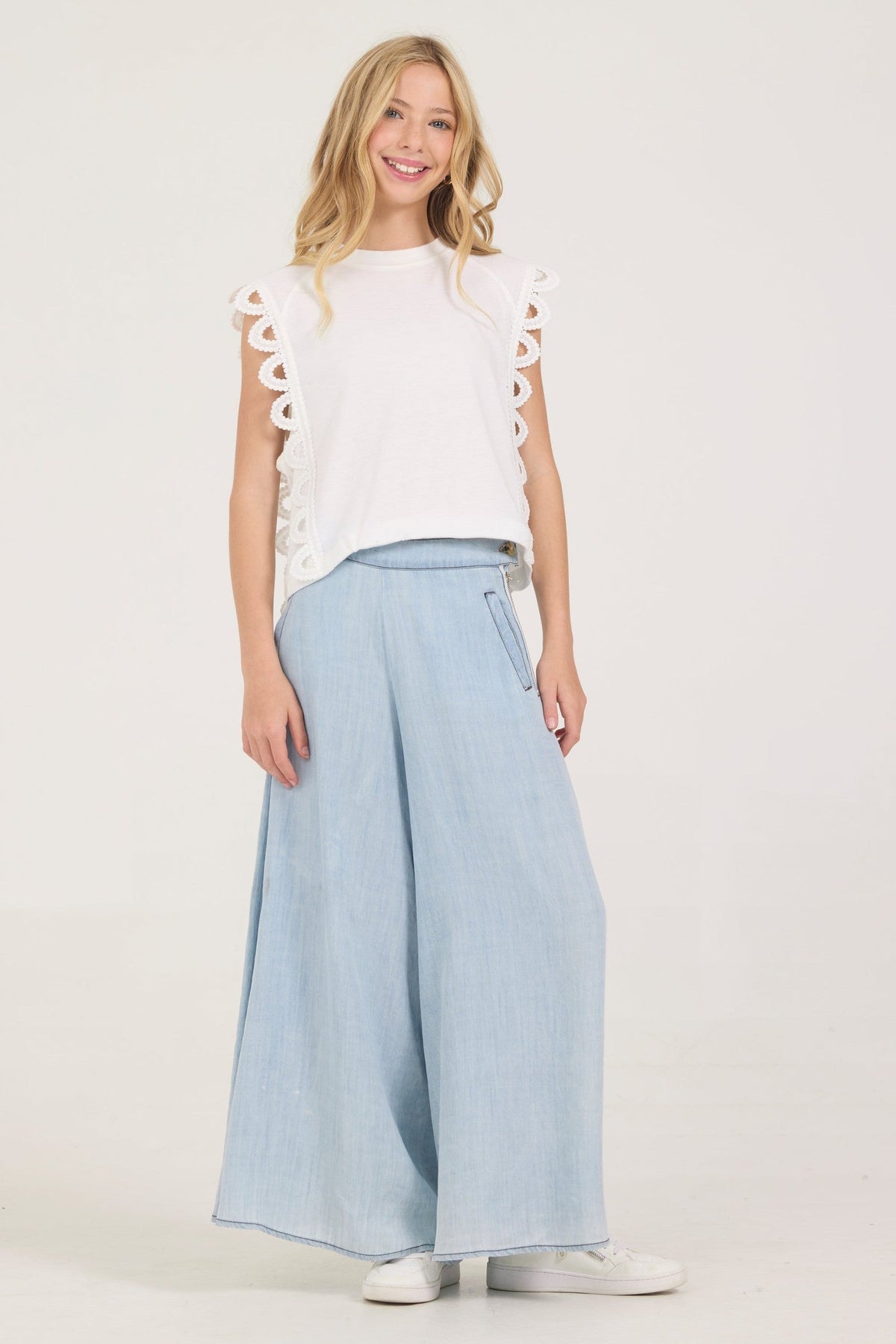 Kids Chambray Wide Leg Pant