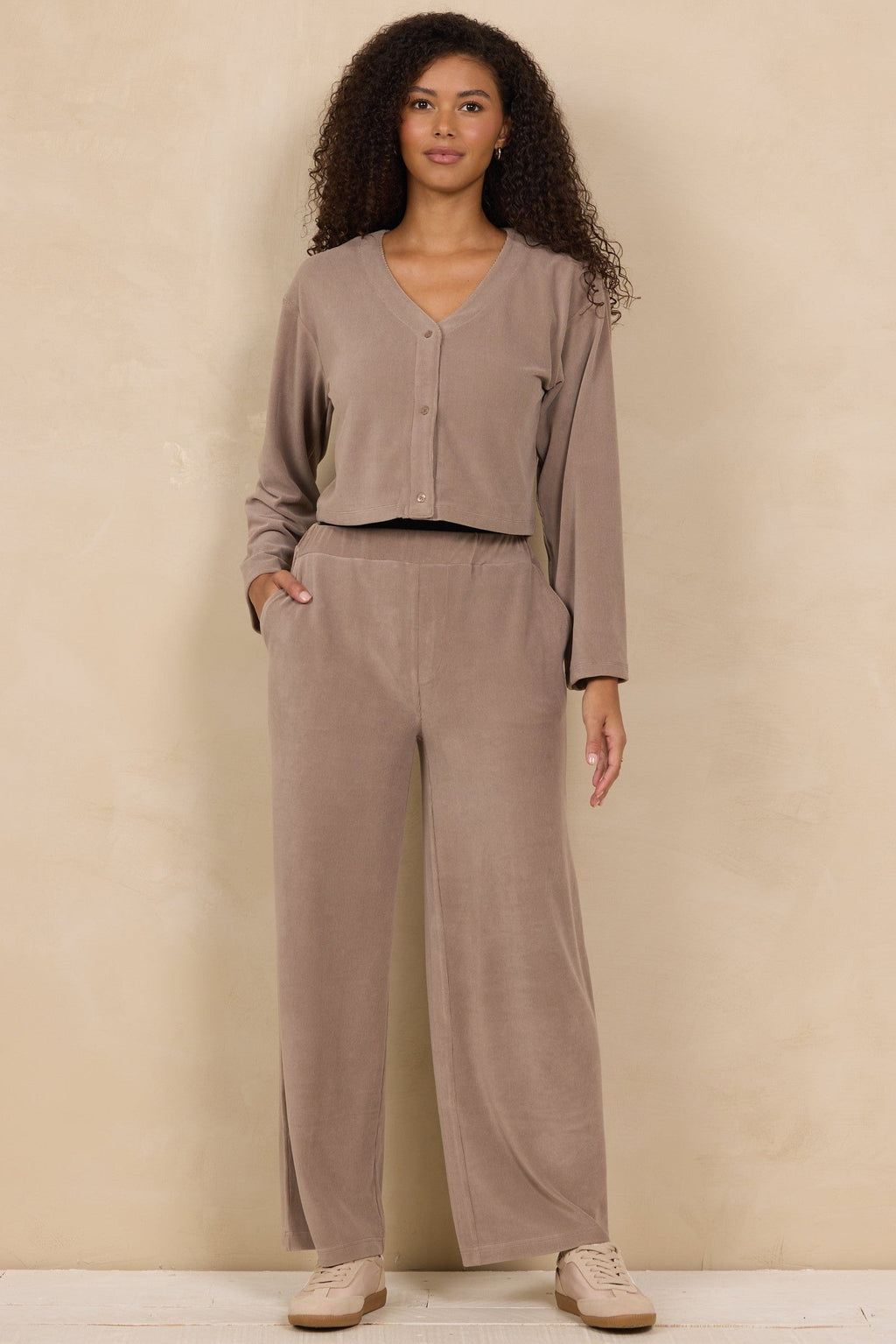 Luxe Cord Cardigan 2-Piece Set in Cocoa