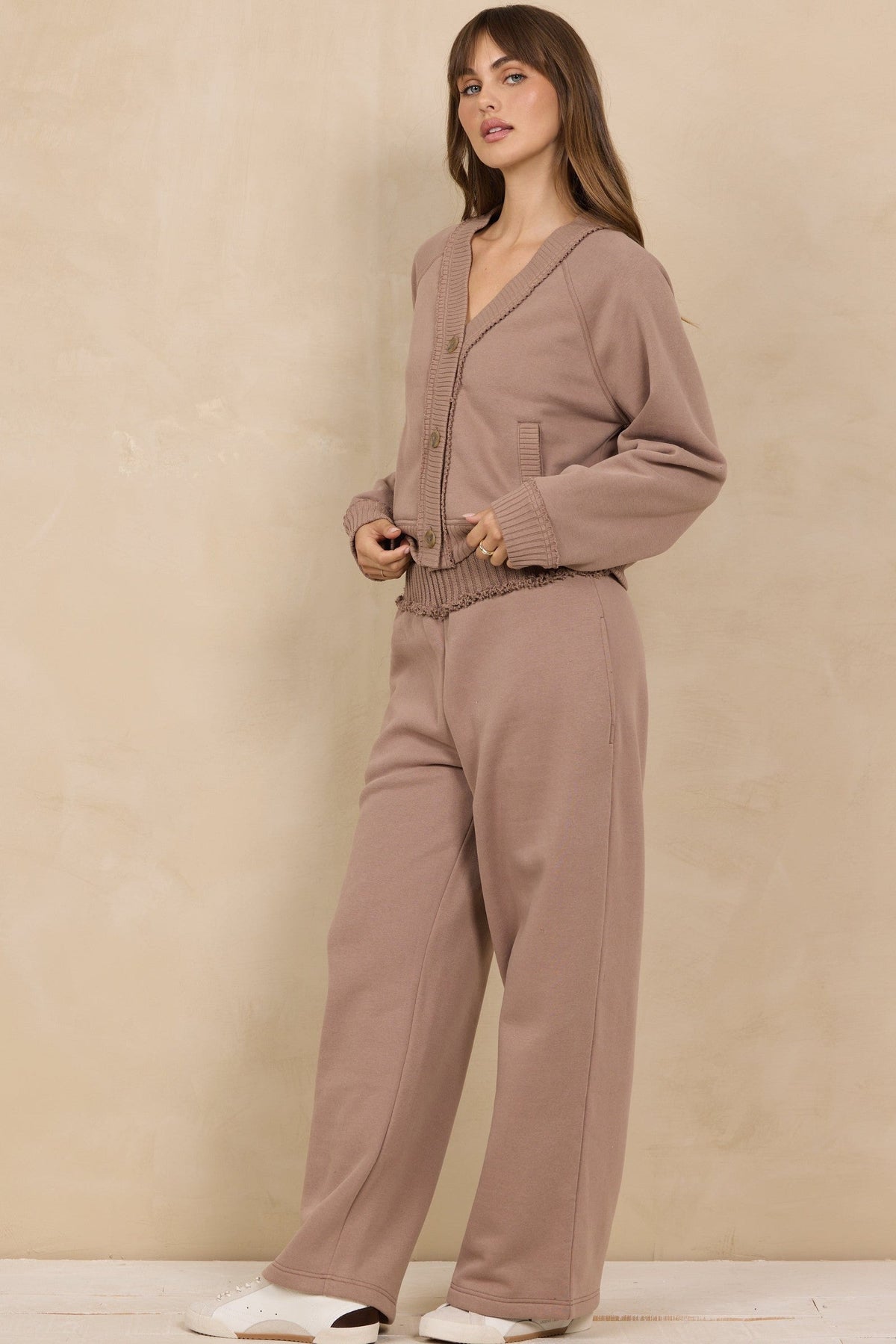 Vintage Fleece 2-Piece Set in Mocha Latte