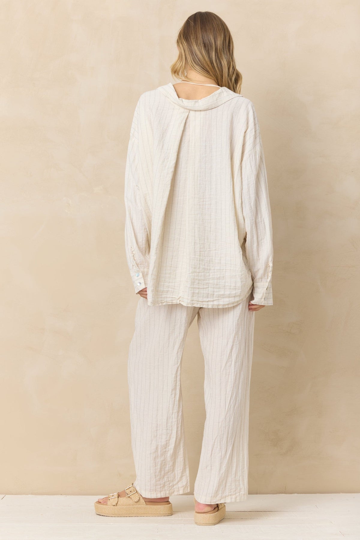 Textured Linen Blend Button Down