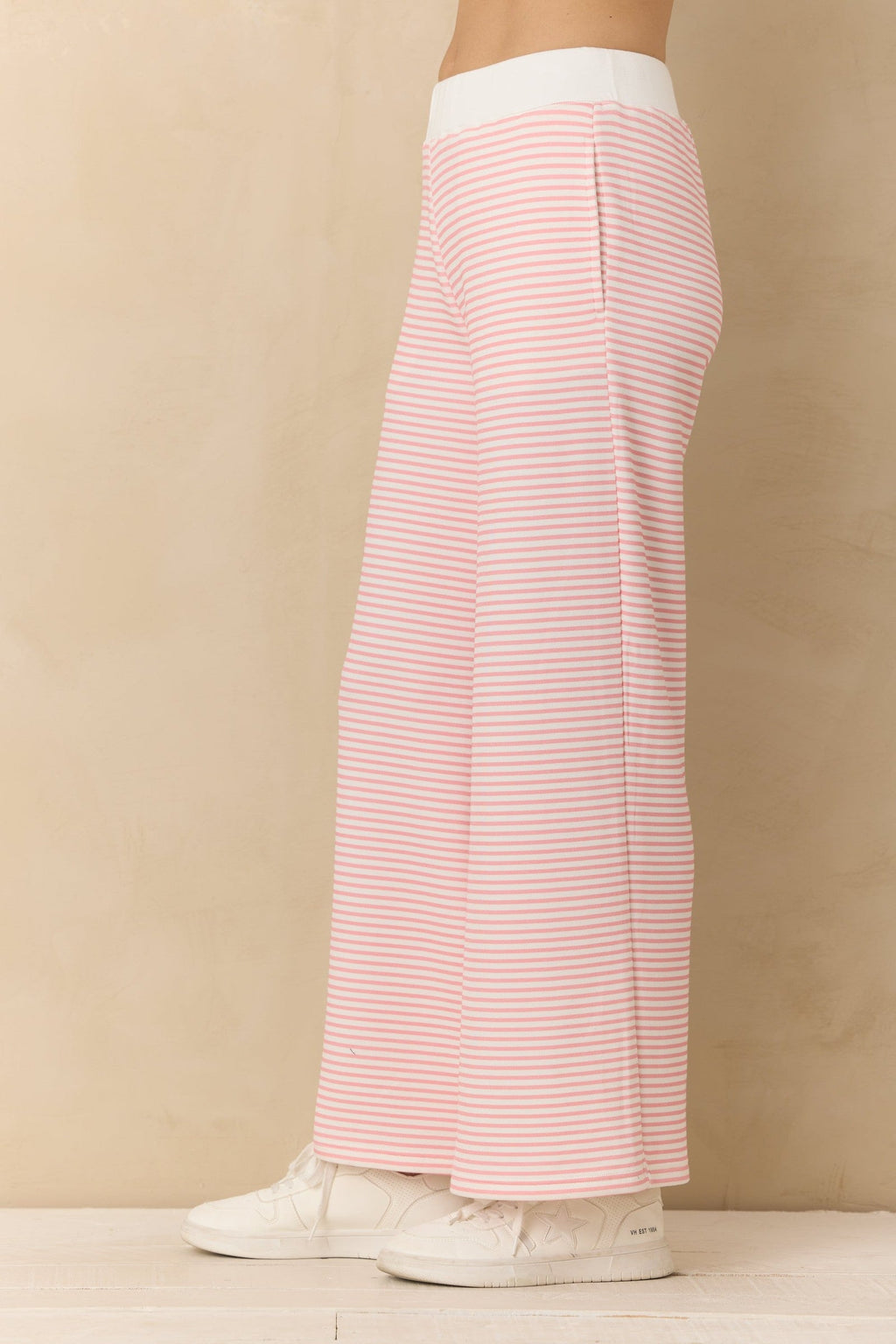 Striped Cloud Fleece Wide Leg Pant