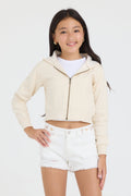 Kids White Denim Short with Embroidered Waist