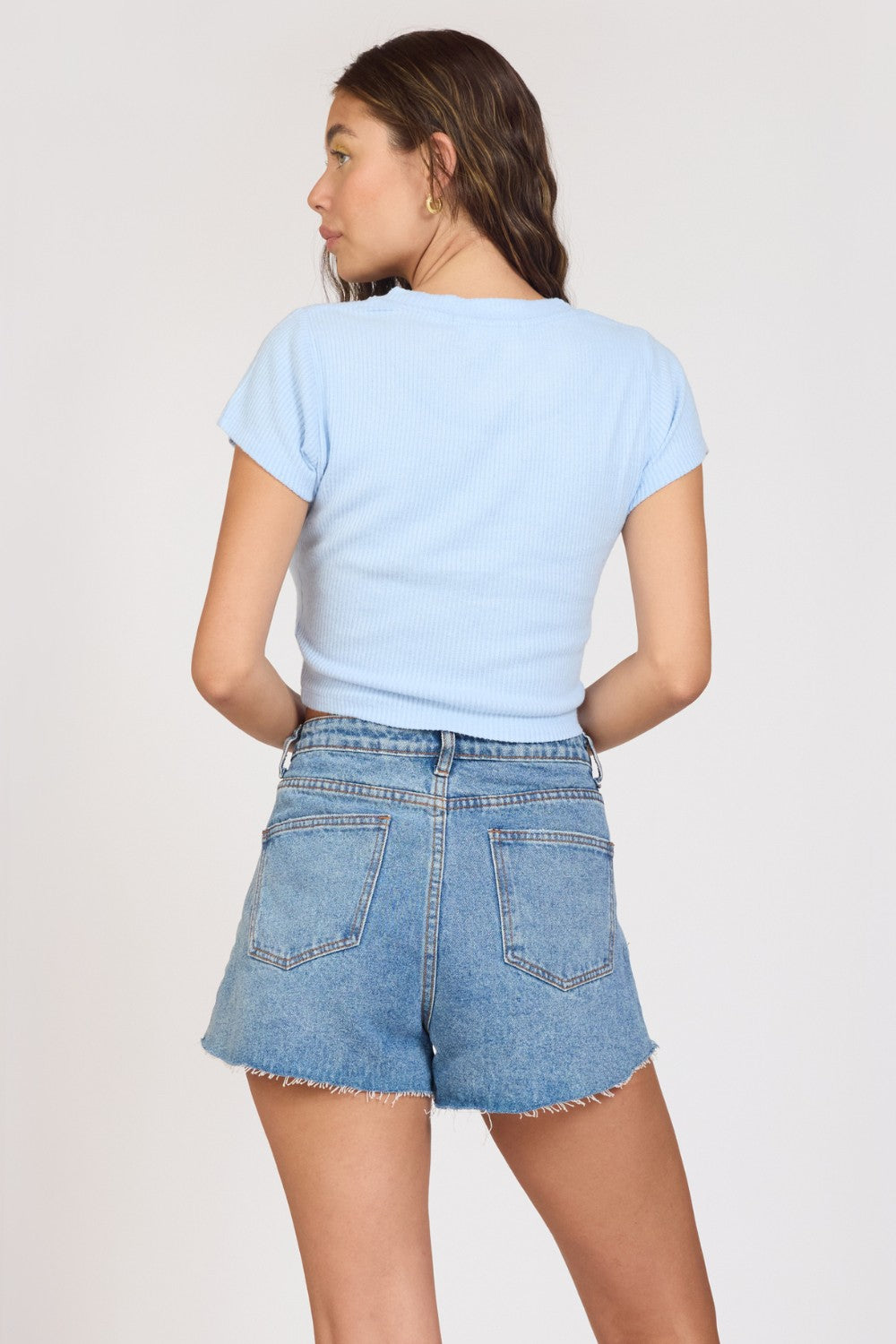 "Surf LA" Surfside Blue Rib Hacci Cropped Tee