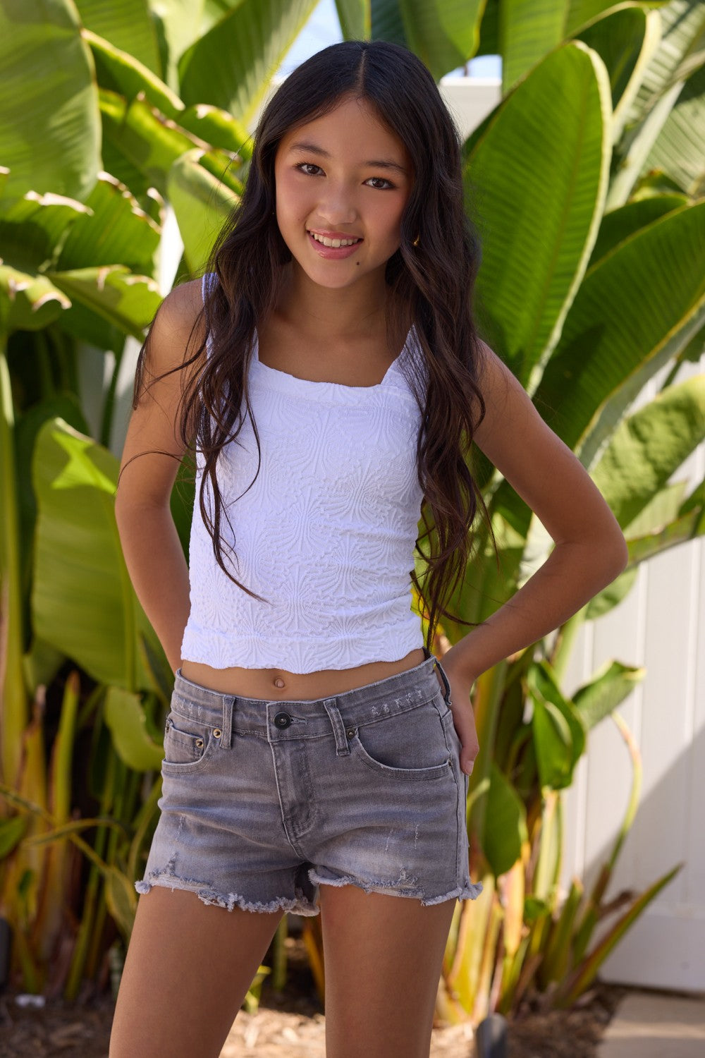 Kids Vintage Grey Fray Short