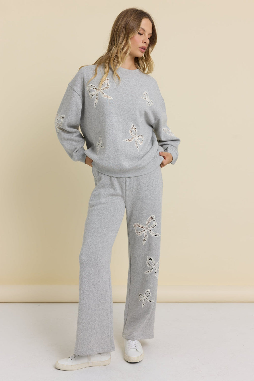 Fleece Crew with Lace Insert