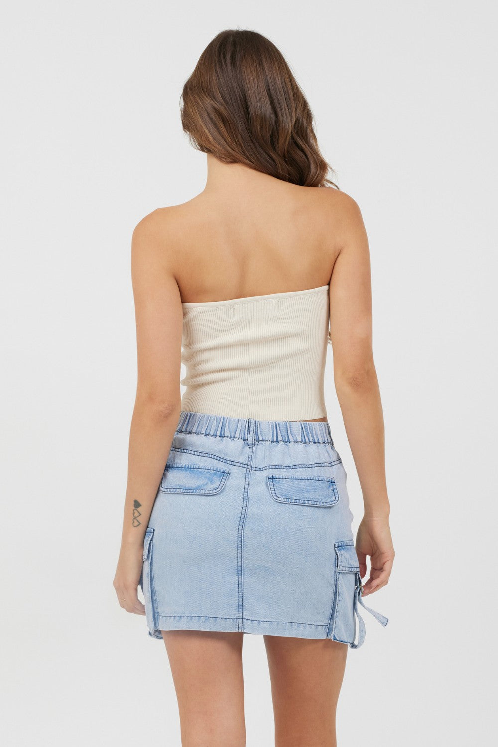 Sunrise Sand Rib Knit Twist Front Tube Top