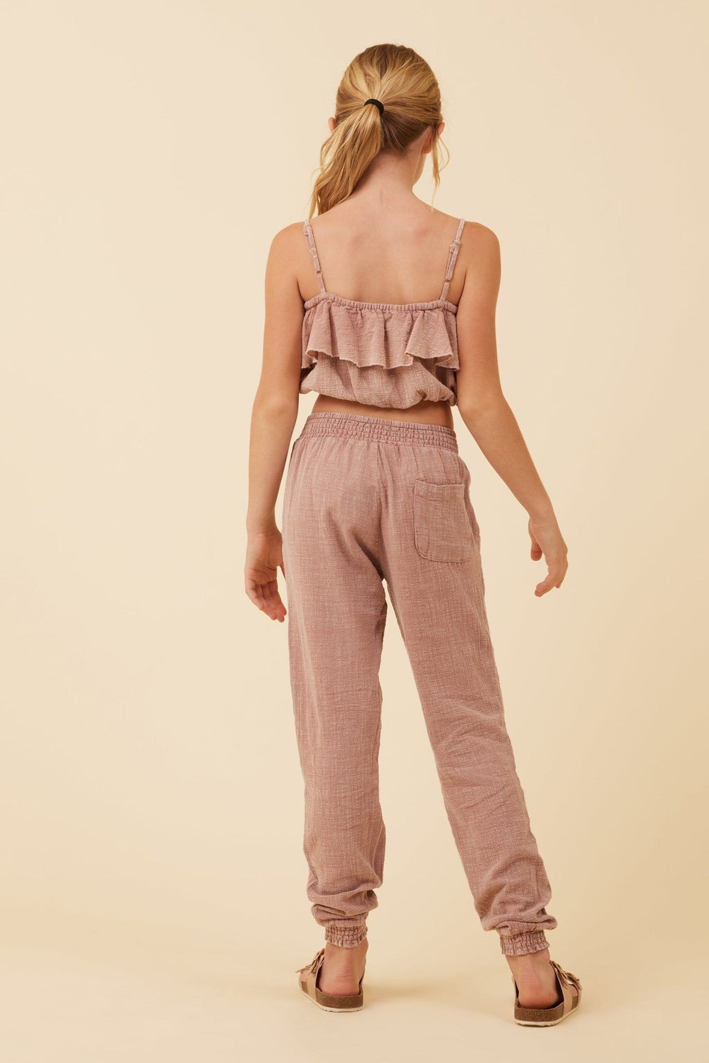 Washed Mauve Texture Ruffle Tube Top