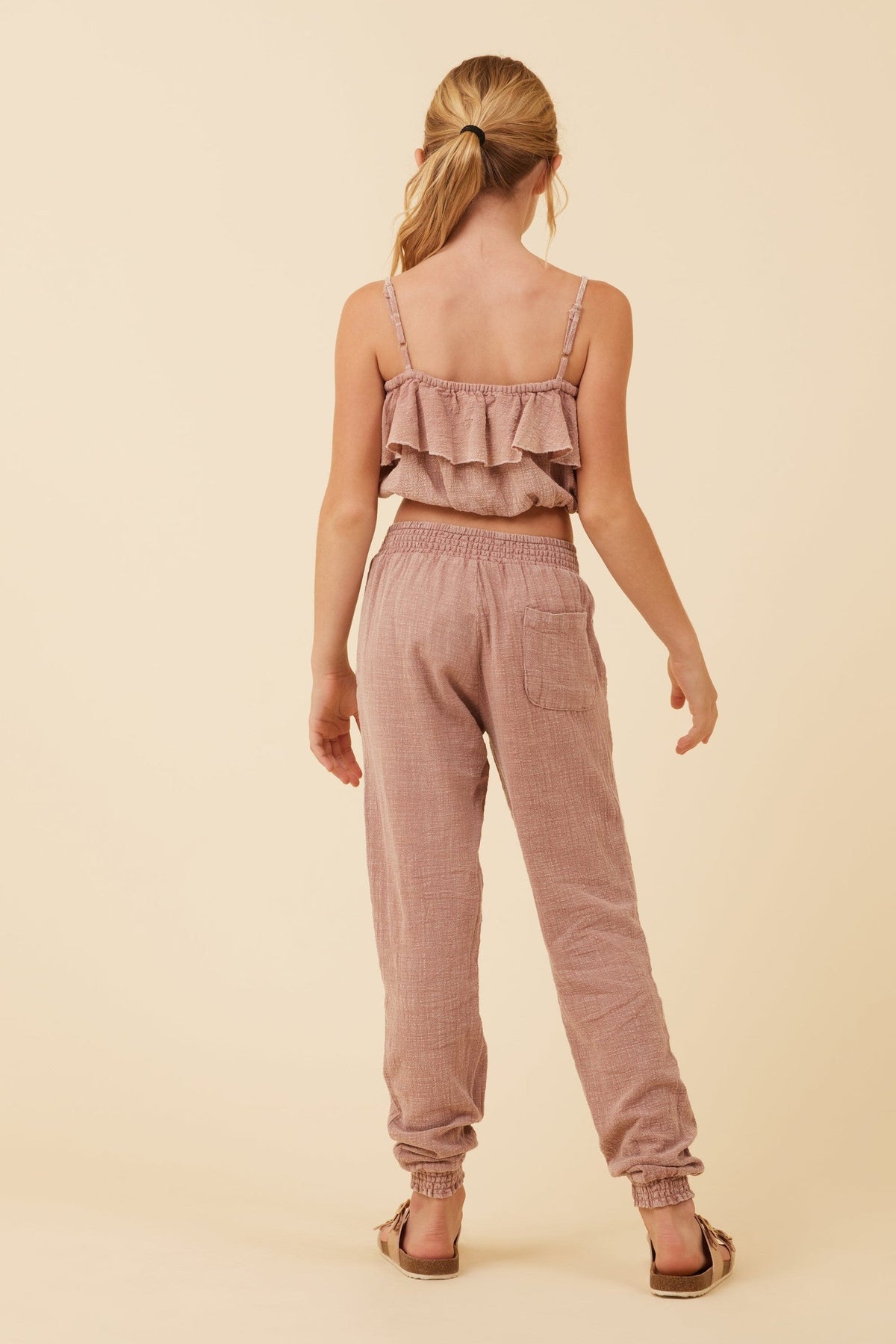 Washed Mauve Texture Ruffle Tube Top