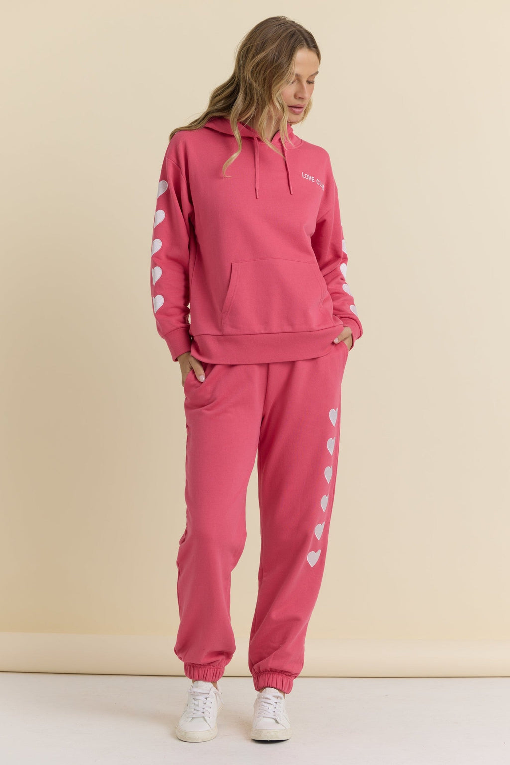 Heart Emroidered French Terry Hoodie