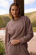 Houndstooth Printed Cloud Mock neck