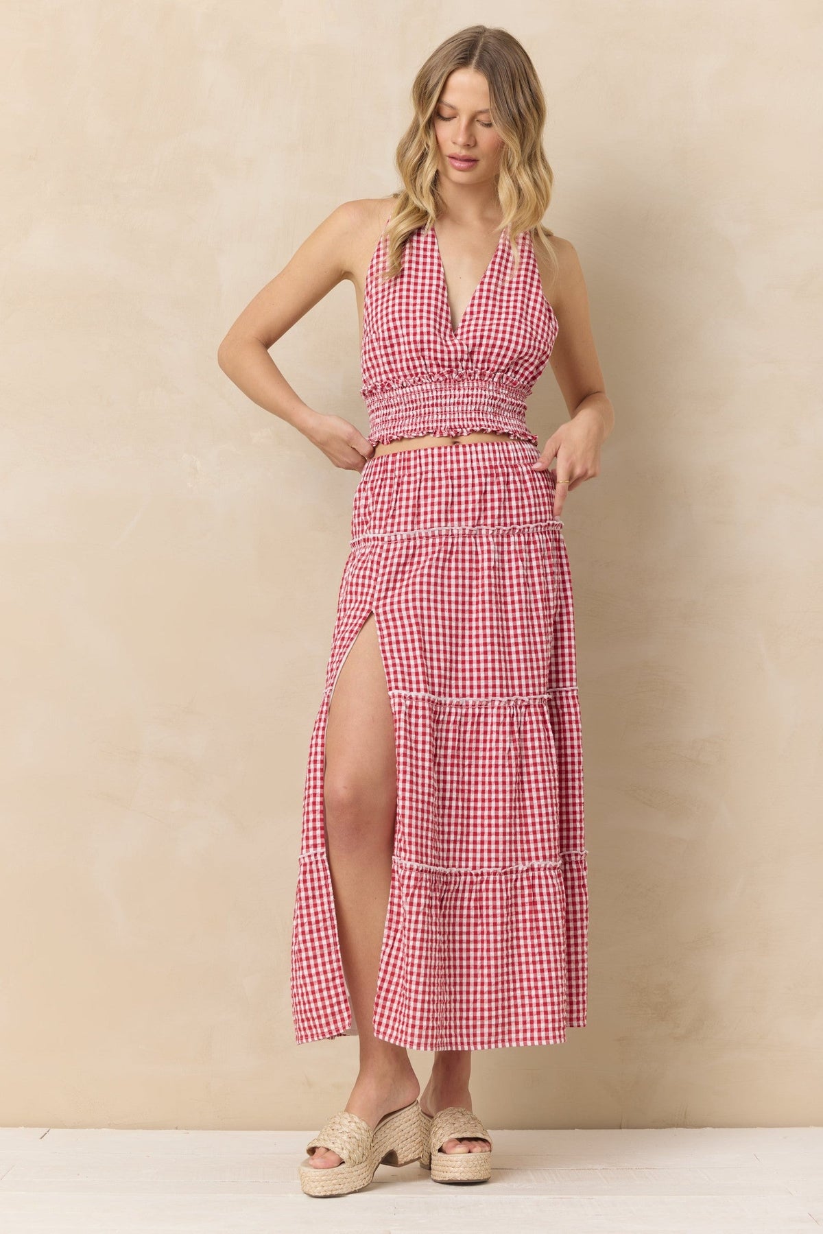 Woven Maxi Skirt with Slit