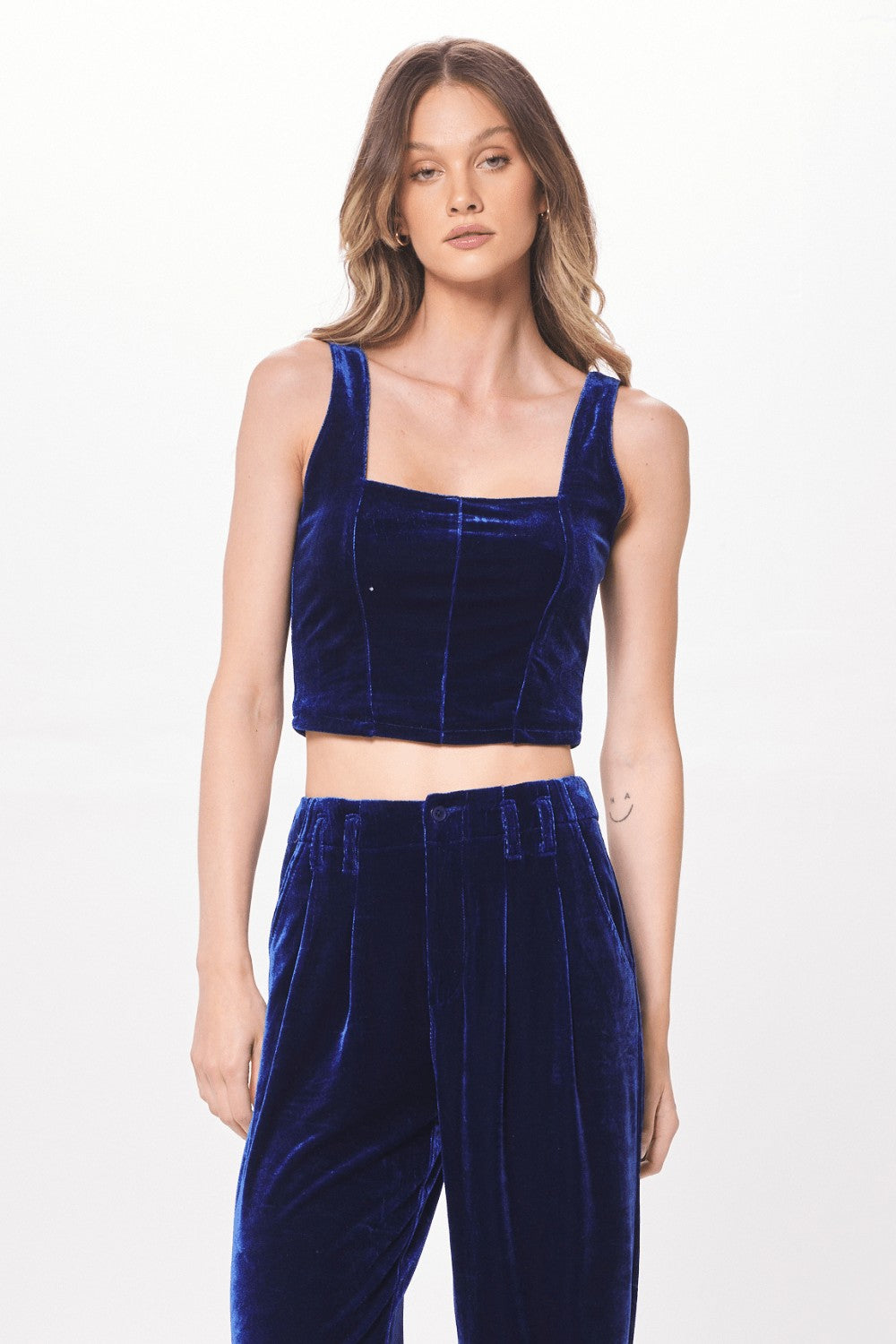 Deep Blue Velvet Corset Top