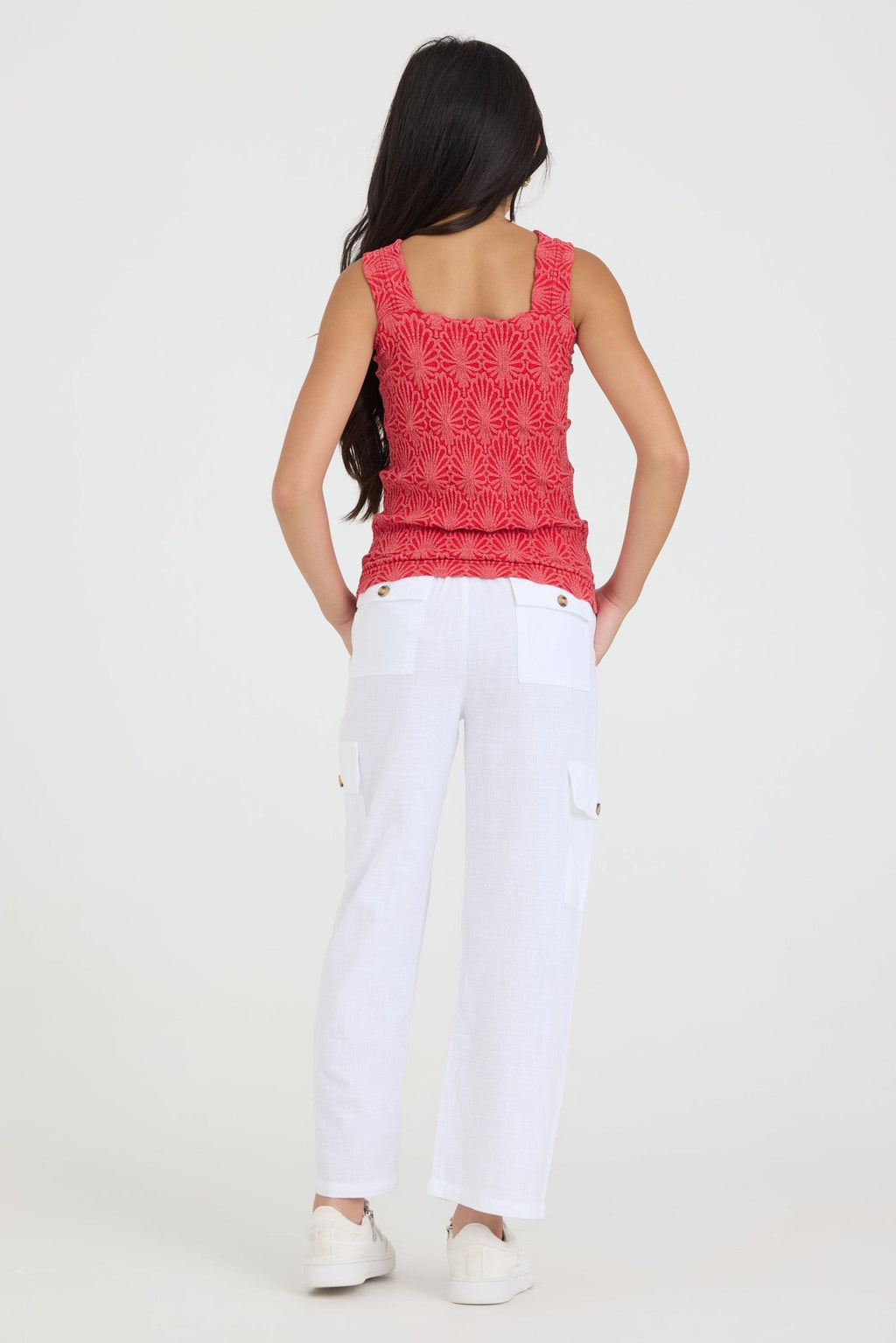 Kids White Cargo Pant