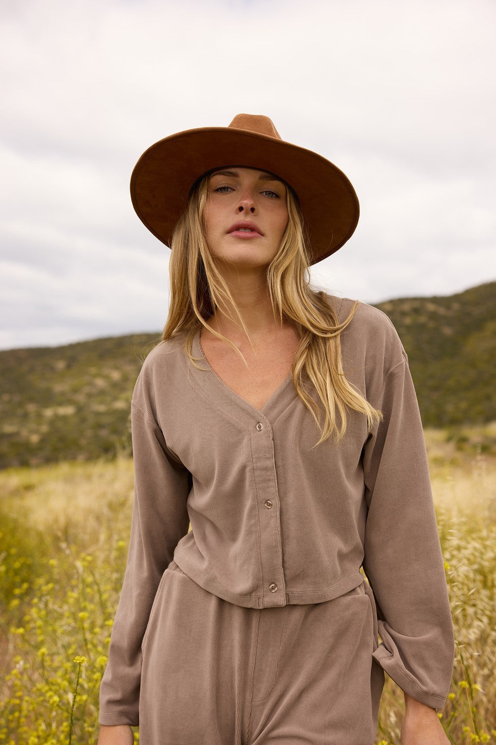 Luxe Cord Cardigan 2-Piece Set in Cocoa