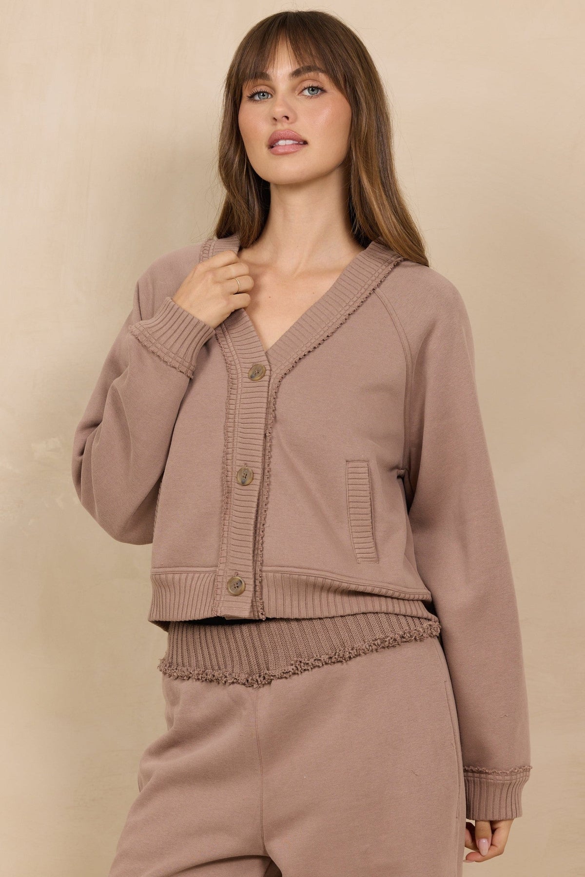 Vintage Fleece 2-Piece Set in Mocha Latte
