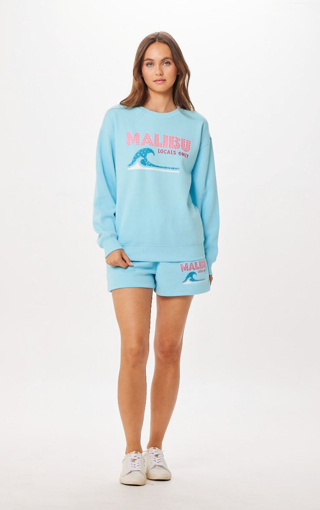 Tropical Blue Malibu Jet Setter Surf Wash Crewneck