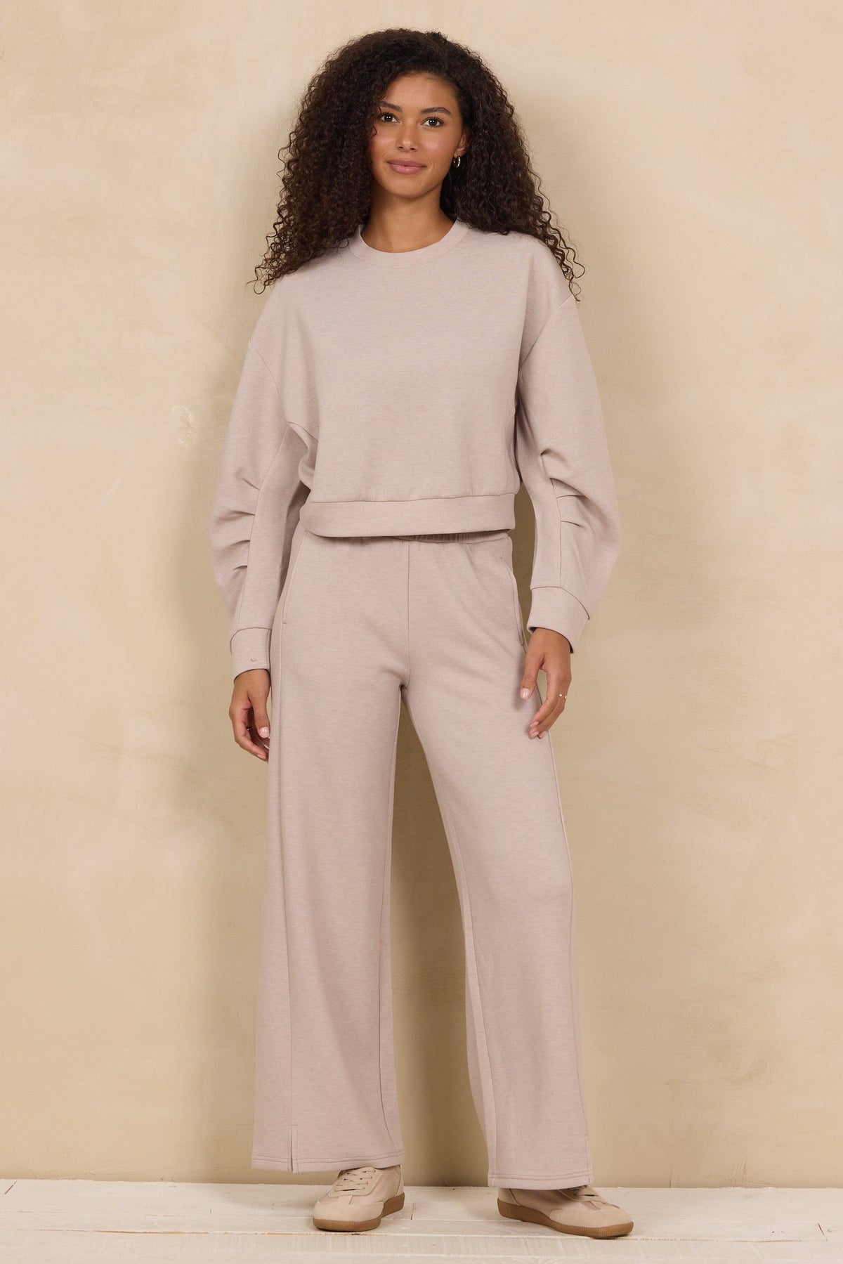 Cloud Fleece Crew 2-Piece Set in Heather Oatmeal