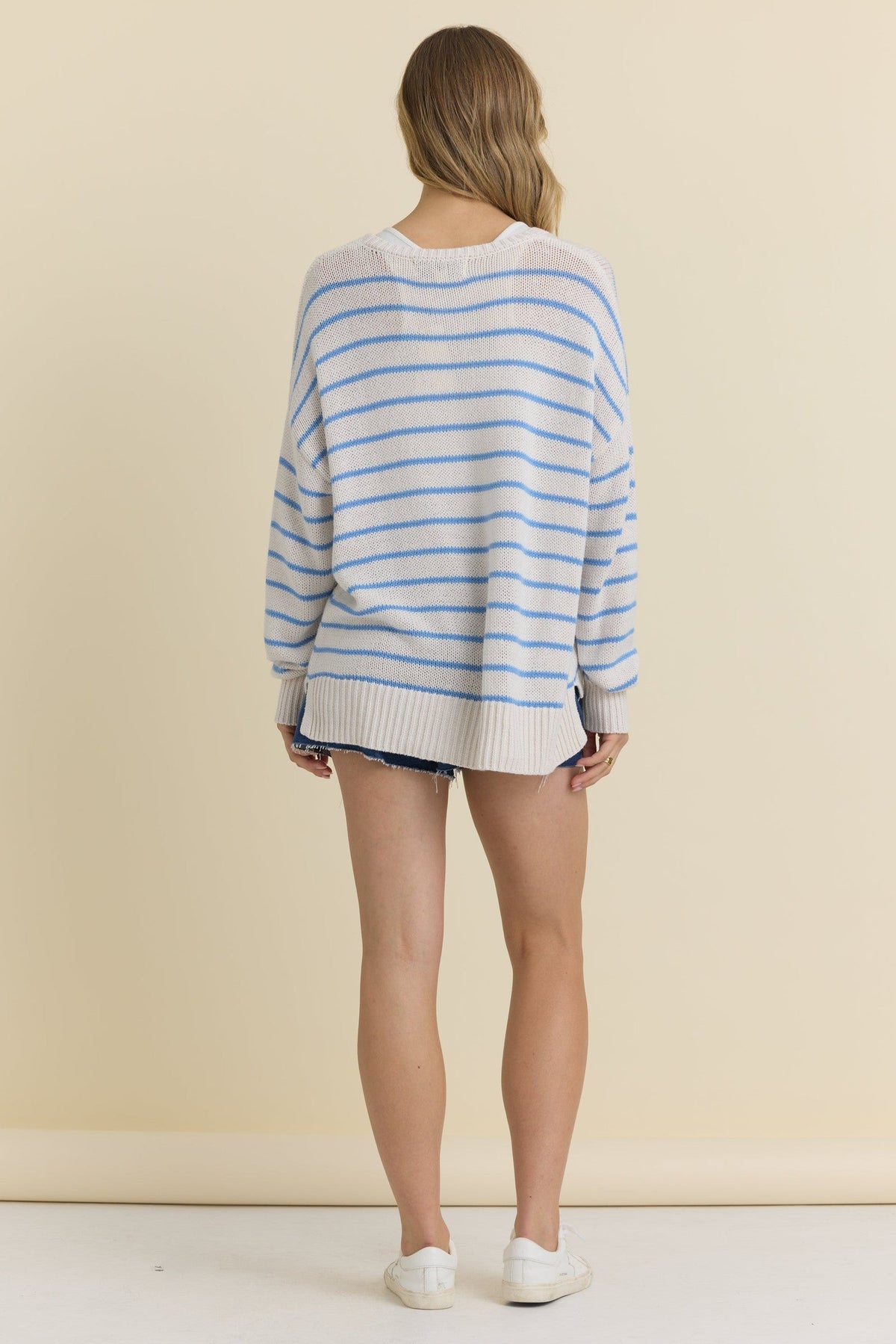 Purl Knit Stripe Sweater with Anchor
