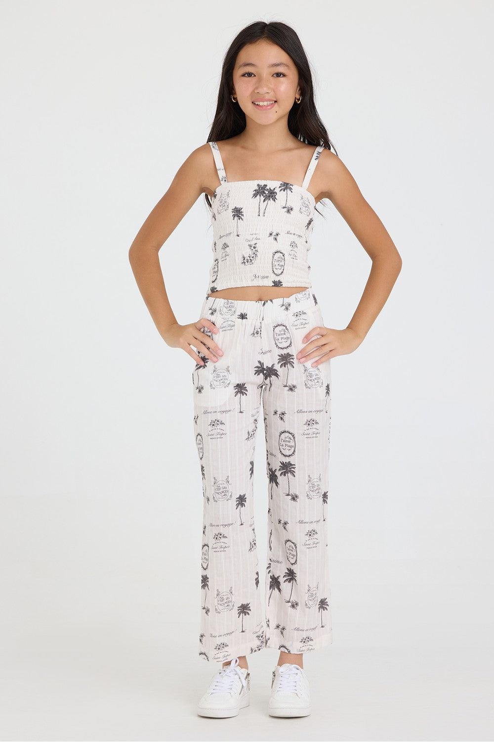 Kids Smocked Waist Wide Leg Pant