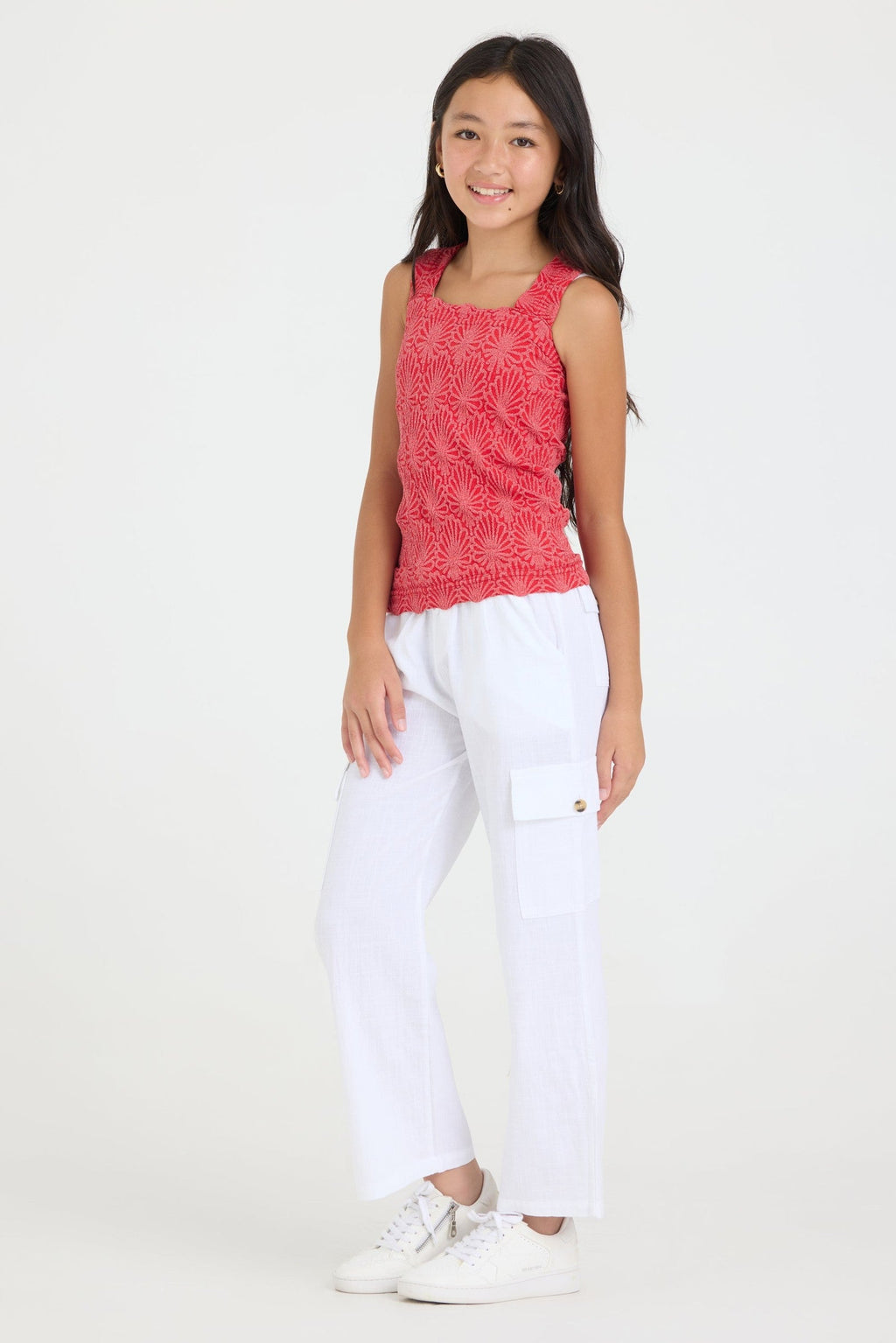 Kids White Cargo Pant