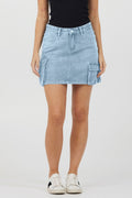 Light Wash Denim Cargo Skirt
