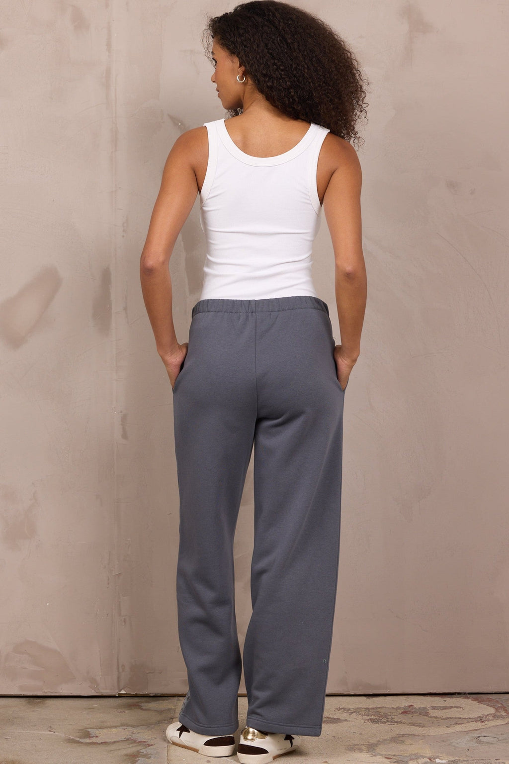 Fleece Wide Leg Pant w/ Leopard Trim
