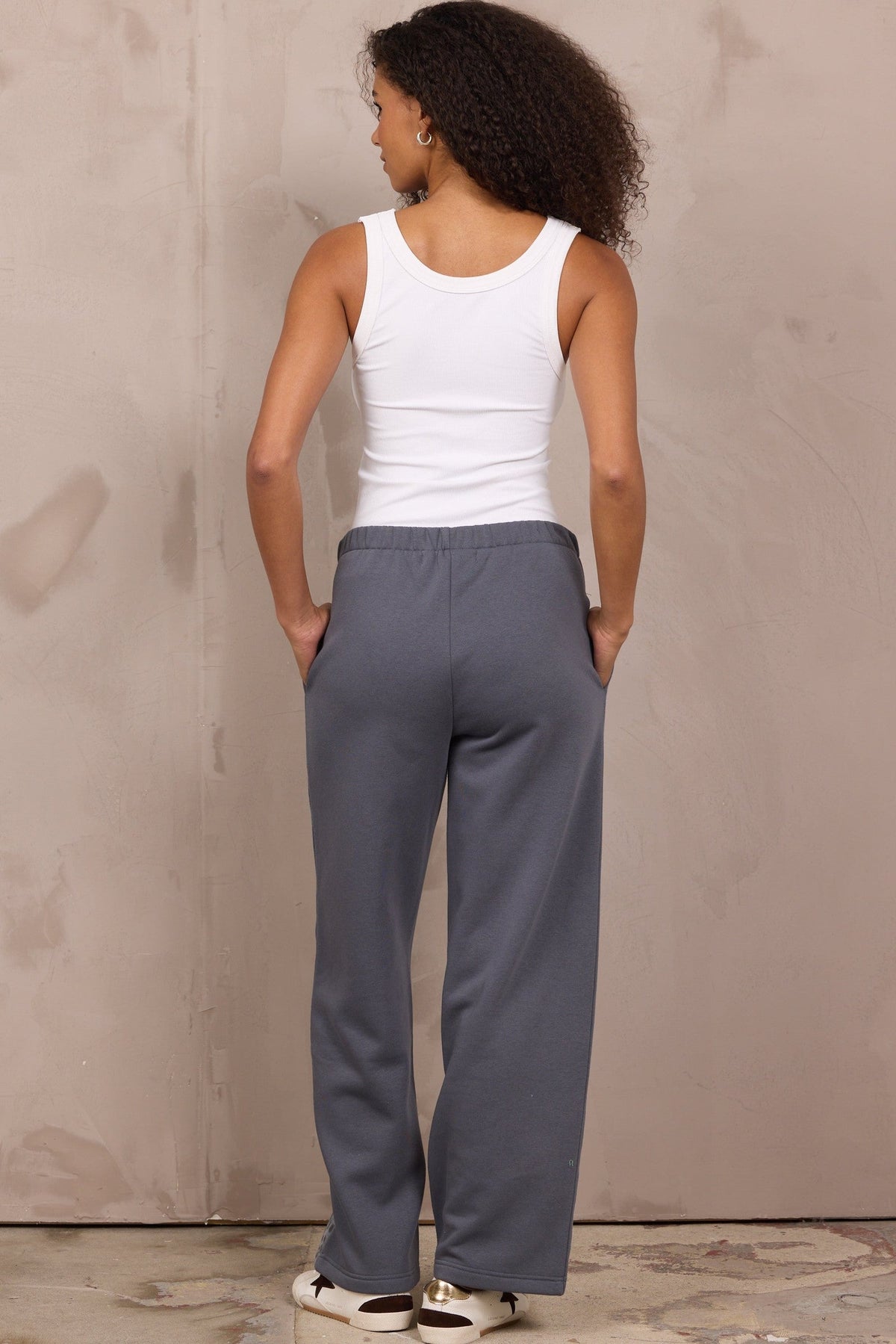 Fleece Wide Leg Pant w/ Leopard Trim