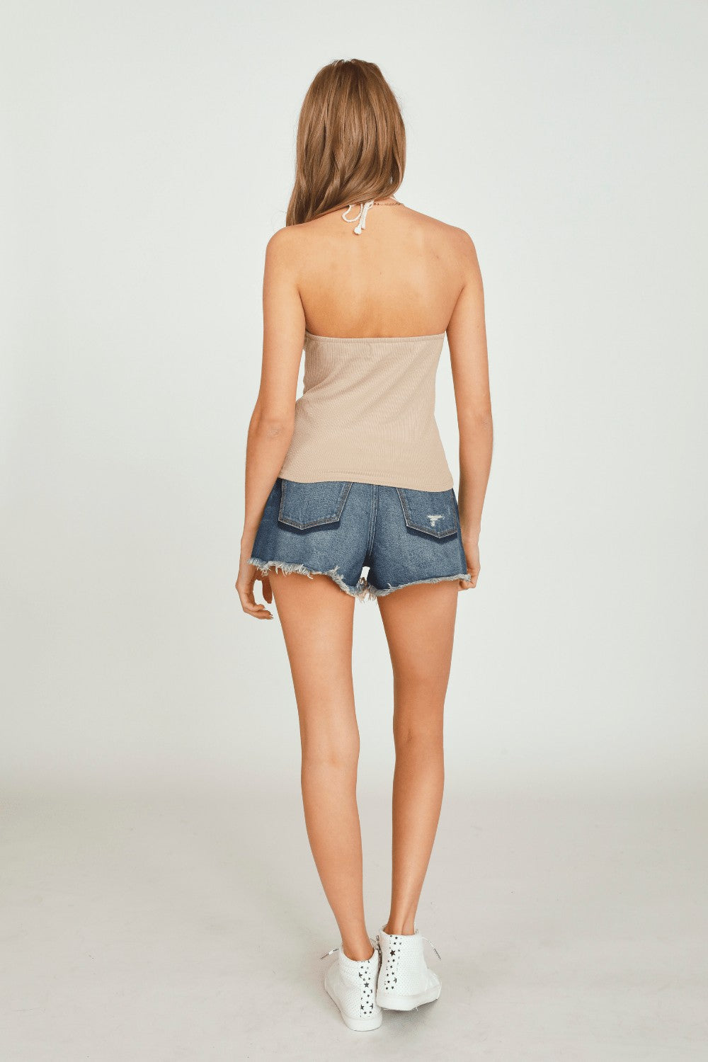 Cuban Sand Crochet Detail Halter Top