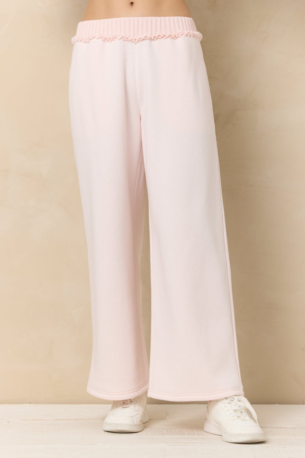 Vintage Fleece Wide Leg Pants with Rib