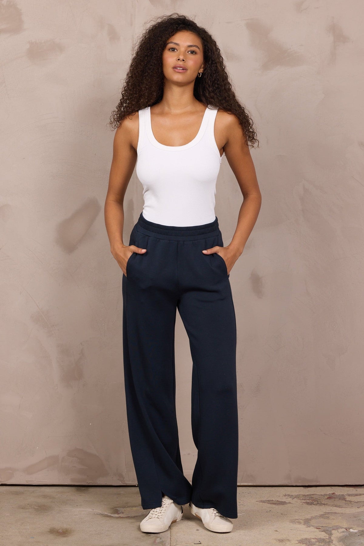 Cloud Fleece Wide Leg Pant w/ Front Slit