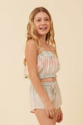 Spring Meadow Printed Elastic Bottom Crop Top