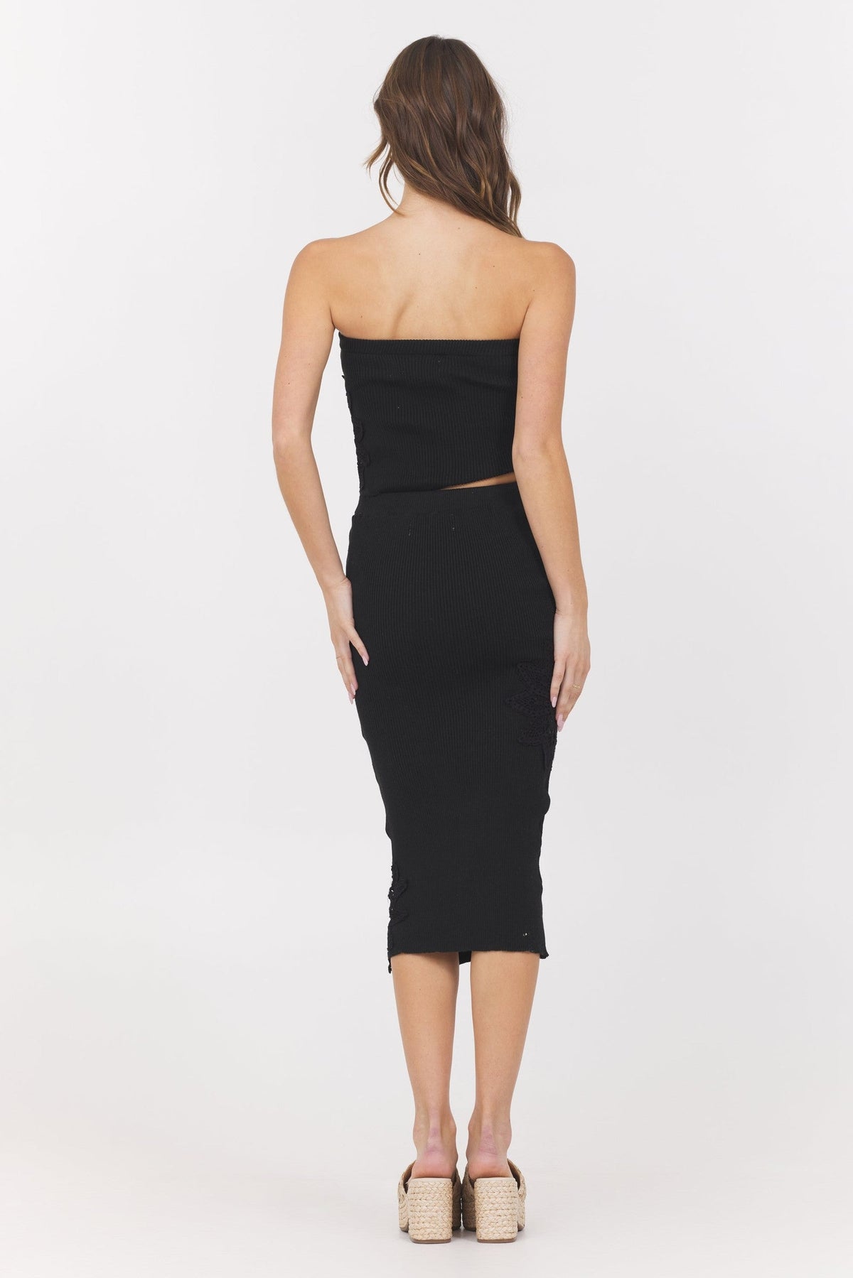 Black Rib Top + Skirt 2-Piece Set