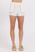 High Waisted Shorts w/ Tan Whip Stitch