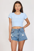 "Surf LA" Surfside Blue Rib Hacci Cropped Tee