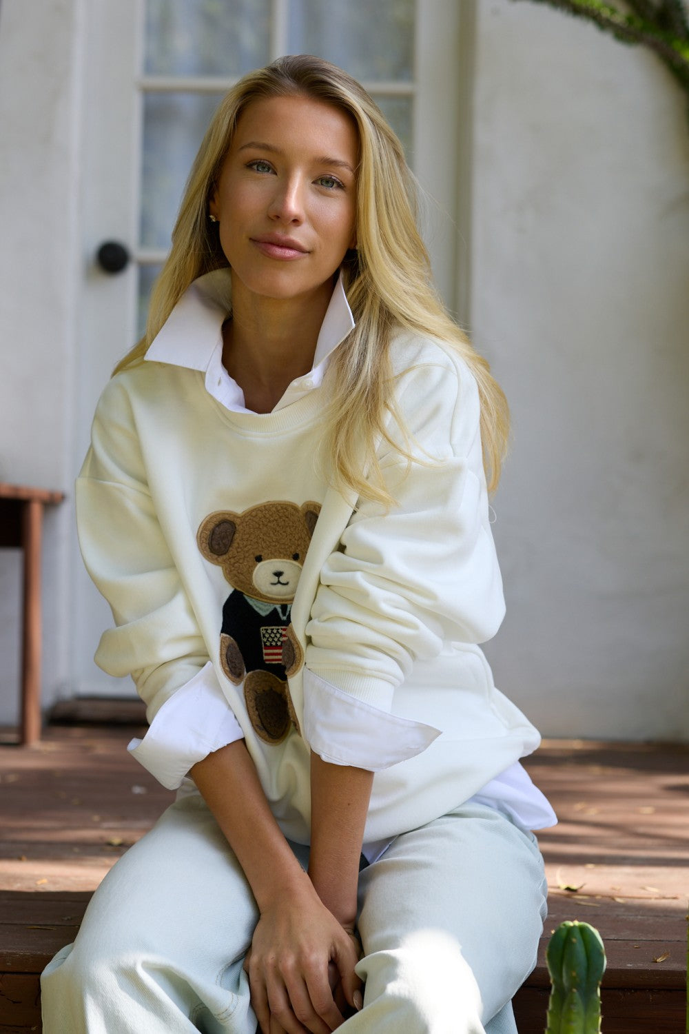 Surf Wash Teddy Applique Crew