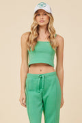 Surf Green Solid Burnout Fleece Tank