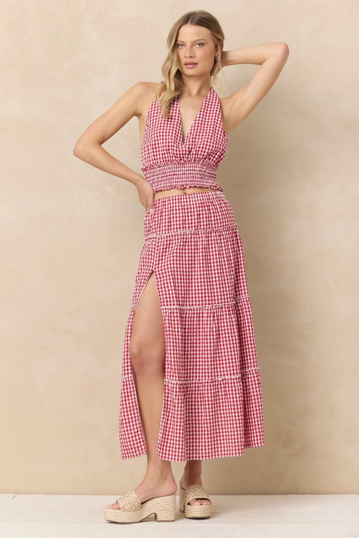 Woven Maxi Skirt with Slit