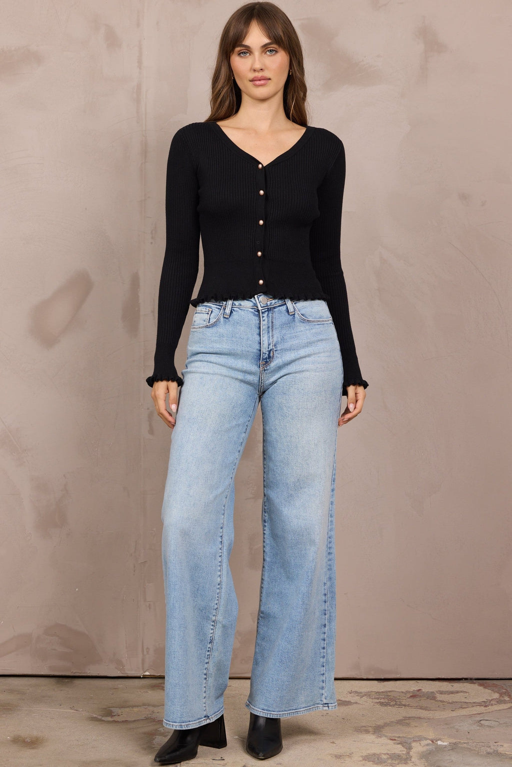 Rib Knit Fitted Cardigan