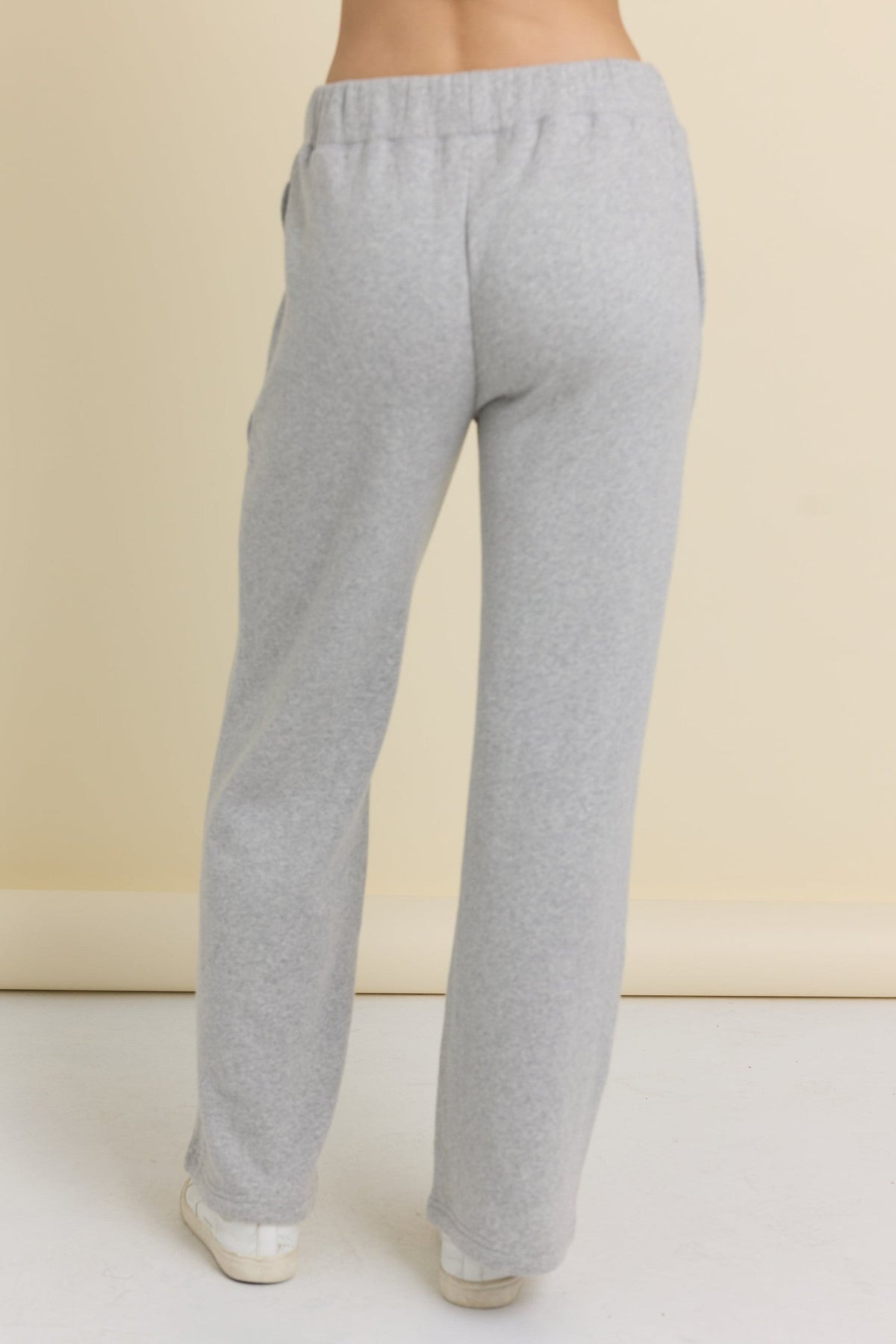 Fleece Wide Leg Pant with Lace Insert