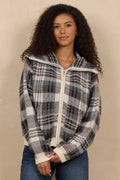 Jaquard Knit Zip Up Sweater