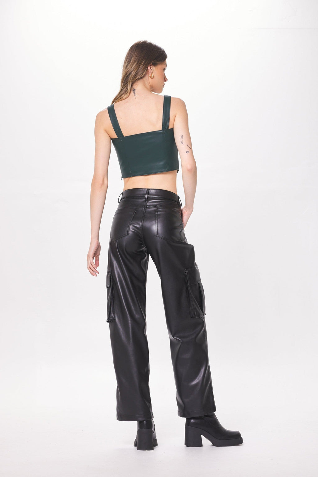 Forest Green Faux Leather Corset