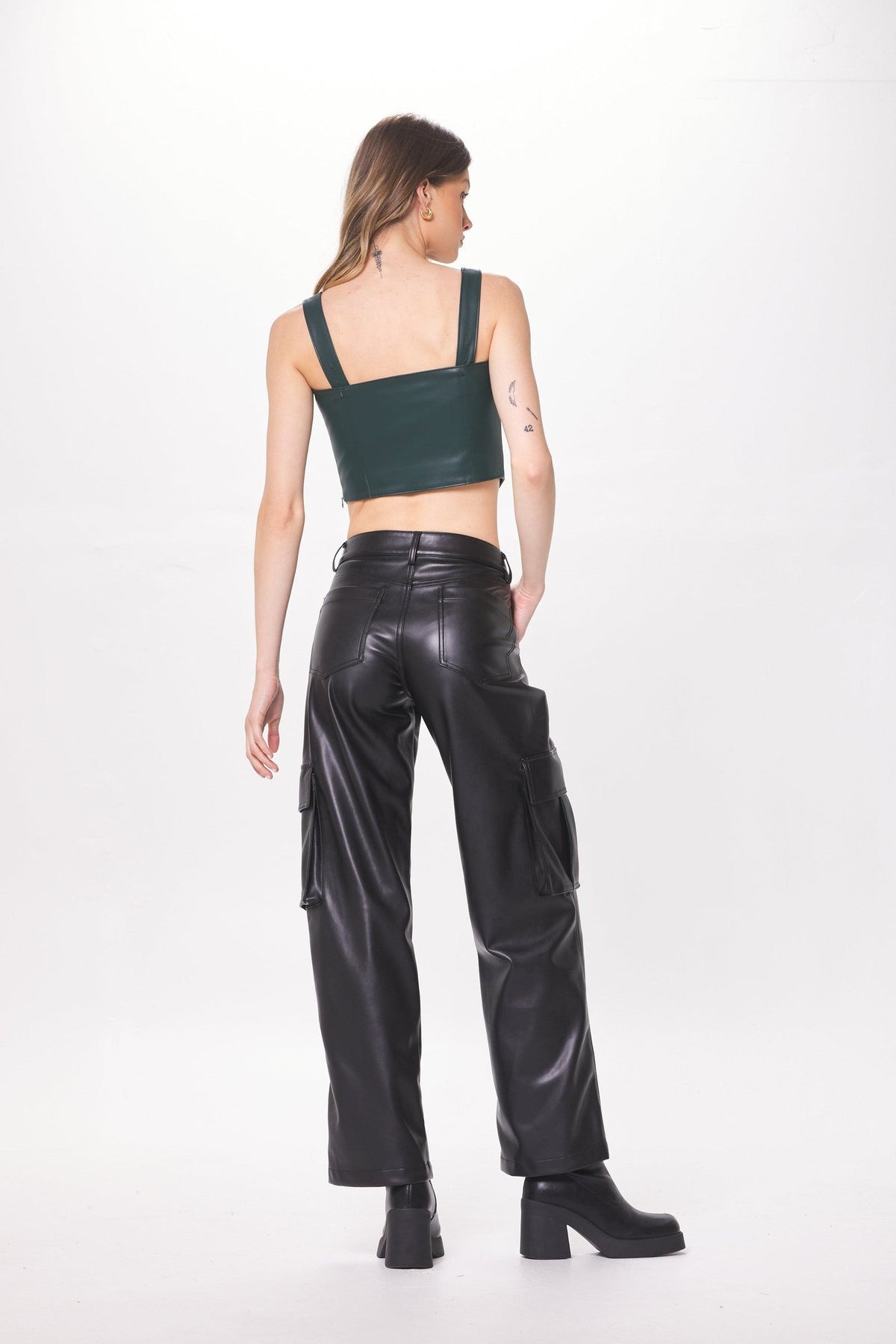 Forest Green Faux Leather Corset