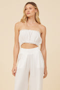 White Gauze Smocked Tube Top