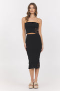 Black Rib Top + Skirt 2-Piece Set