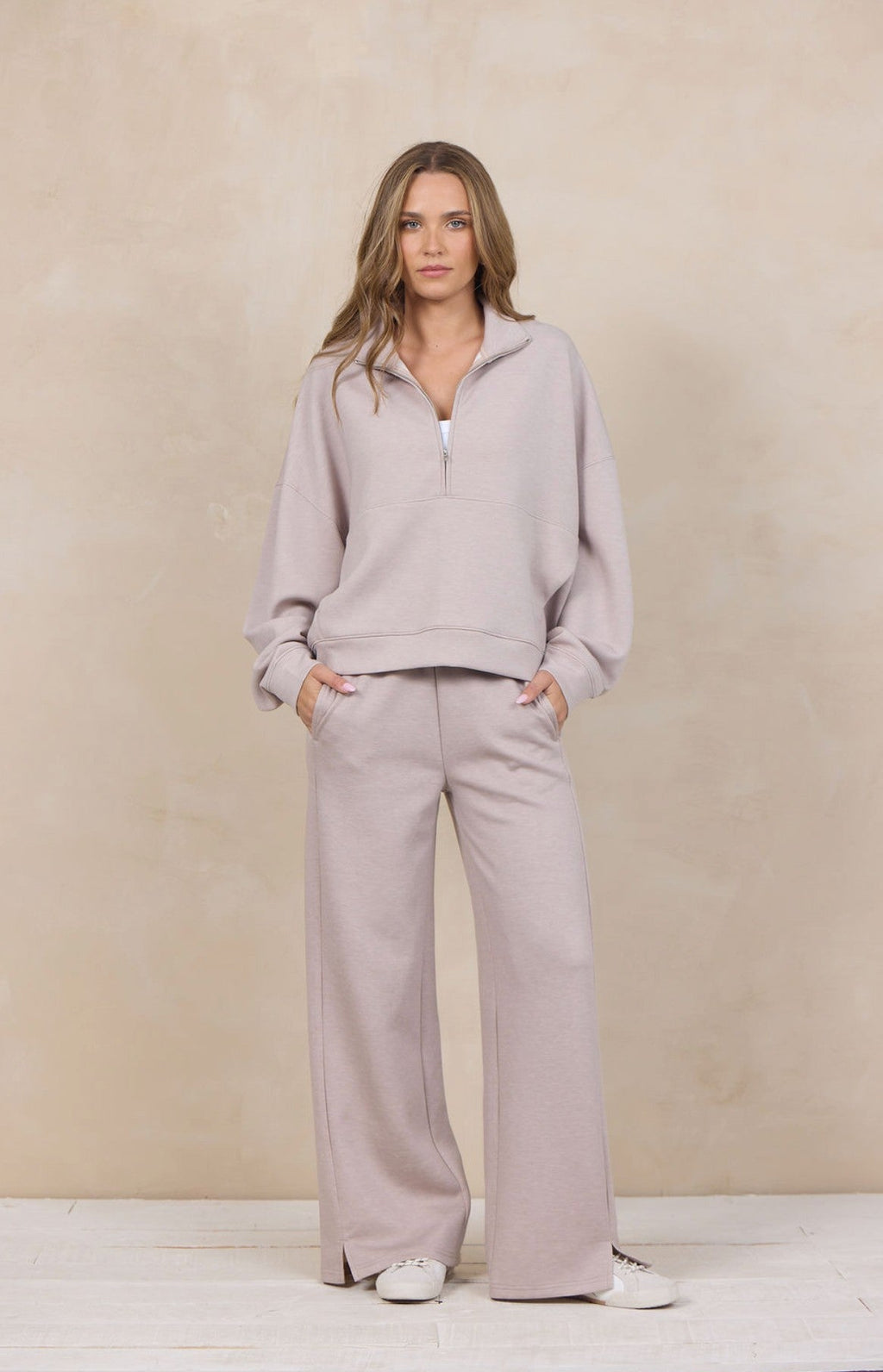 Heather Oatmeal Cloud Fleece Quarter Zip